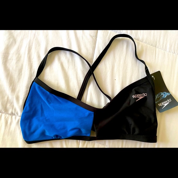 Speedo Women's Color Blocked Keyhole Tie Back Bikini Top. Sz. M - Picture 1 of 11